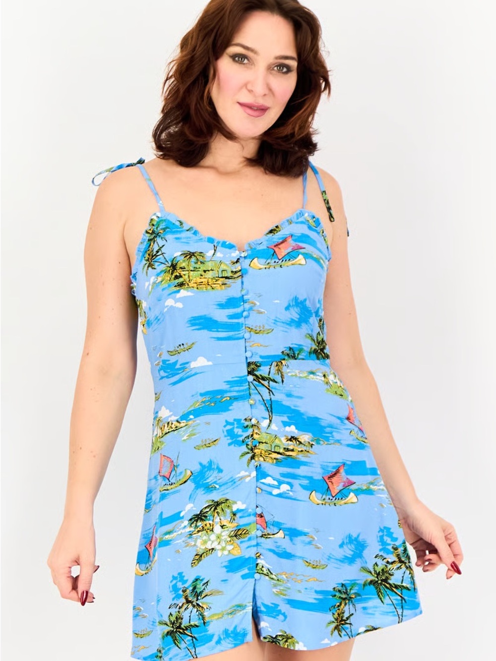 Forever 21 Blue Tropical Print Mini Dress